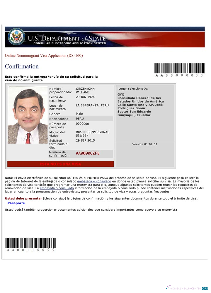 Download USA nonimmigrant visa application (DS 160) Photoshop template